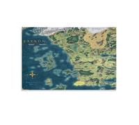 BNVJFNE Faerûn Sword Coast Map in Dungeons & Dragons Canvas Poster Bedroom Decor Landscape Office Room Decor Gift 12x18inch(30x45cm)