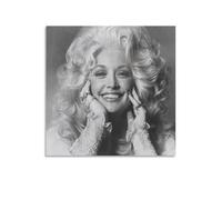 BNVJFNE Vintage Dolly Parton Iconic Black And White Country Music Canvas Poster Wall Art Decor Print Picture Paintings for Living Room Bedroom Decoration 12x12inch(30x30cm)