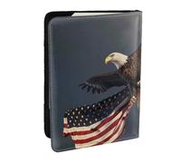 BNVSADC 3D Bald Eagle Flying with American Flag Printed Passport Holder Travel PU Leather Passport Cover Case Organiser for Men Women, 6.5 inch
