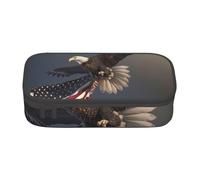 BNVSADC 3D Bald Eagle Flying with American Flag Printed Pencil Case Cute Pencil Box Bag Pen Pouch Office School Stationery Organizer for School Travel Work