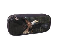 BNVSADC 3D Bald Eagle Printed Leather Pencil Pen Case & Makeup Bag - Stylish Pencil Bag Stationery Organizer Pouch for School Office Travel