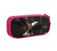 BNVSADC 3D Bald Eagle Printed Pencil Case Large Pen Bag Cute Pencil Box Pouch Office School Stationery Organizer for Girls Boys, Pink