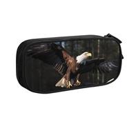 BNVSADC 3D Bald Eagle Printed Pencil Case Large Pen Bag Cute Pencil Box Pouch Office School Stationery Organizer for Girls Boys, Black