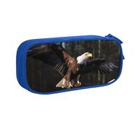 BNVSADC 3D Bald Eagle Printed Pencil Case Large Pen Bag Cute Pencil Box Pouch Office School Stationery Organizer for Girls Boys, Blue
