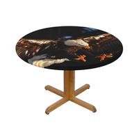 BNVSADC 3D Bald Eagle Printed Round Tablecloth with Elastic Edged, S(122CM Diameter), Polyester Kitchen Water Resistant Table Cloth Dining Table Decoration Table Covers