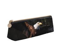 BNVSADC 3D Bald Eagle Printed Triangle Pencil Case Leather Pencil Pouch Cute Stationery Pencil Pen Bag for School Office Travel