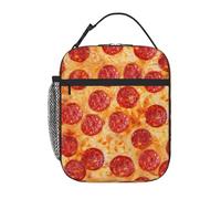 BNVSADC 3D Pizza Pepperoni Print Insulated Lunch Bag Tote Bag for Women Men Portable Reusable Lunch Cooler Bag with Handles for Office School Picnic Beach