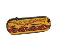 BNVSADC Abstract African National Pattern Printed Leather Pencil Pen Case & Makeup Bag - Stylish Hard Shell Pencil Bag Stationery Organizer Pouch for School Office Travel