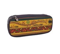BNVSADC Abstract African National Pattern Printed Leather Pencil Pen Case & Makeup Bag - Stylish Pencil Bag Stationery Organizer Pouch for School Office Travel