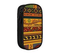 BNVSADC Abstract African National Pattern Printed Pencil Case for Girls Boys, Large Capacity Pencil Pouch Cute Pencil Box Adult Makeup Bag with 2 Compartments, Black