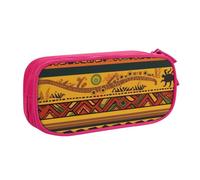 BNVSADC Abstract African National Pattern Printed Pencil Case Large Pen Bag Cute Pencil Box Pouch Office School Stationery Organizer for Girls Boys, Pink