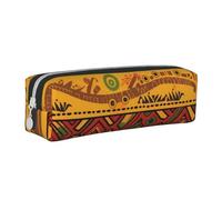 BNVSADC Abstract African National Pattern Printed Pencil Case Leather Pencil Pouch Cute Stationery Pencil Pen Bag with Zipper for School Office Travel
