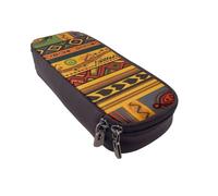 BNVSADC Abstract African National Pattern Printed PU Leather Flip Pencil Case, Cute Pencil Box Pen Bag Stationery Organizer Makeup Bag for School Office Travel