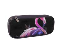 BNVSADC Abstract Flamingo Printed Leather Pencil Pen Case & Makeup Bag - Stylish Pencil Bag Stationery Organizer Pouch for School Office Travel