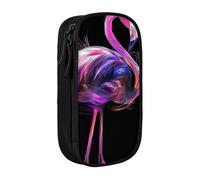 BNVSADC Abstract Flamingo Printed Pencil Case for Girls Boys, Large Capacity Pencil Pouch Cute Pencil Box Adult Makeup Bag with 2 Compartments, Black