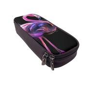 BNVSADC Abstract Flamingo Printed PU Leather Flip Pencil Case, Cute Pencil Box Pen Bag Stationery Organizer Makeup Bag for School Office Travel