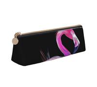 BNVSADC Abstract Flamingo Printed Triangle Pencil Case Leather Pencil Pouch Cute Stationery Pencil Pen Bag for School Office Travel