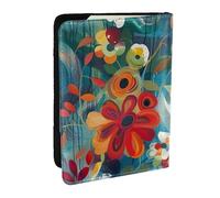 BNVSADC Abstract Floral Printed Passport Holder Travel PU Leather Passport Cover Case Organiser for Men Women, 6.5 inch