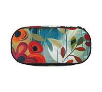 BNVSADC Abstract Floral Printed Pencil Case Cute Pencil Bag Pen Pouch Large Stationery Organizer Makeup Bag for Teen Boys Girls School Students Office