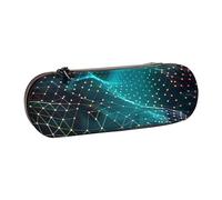 BNVSADC Abstract Polygonal Space Printed Leather Pencil Pen Case & Makeup Bag - Stylish Hard Shell Pencil Bag Stationery Organizer Pouch for School Office Travel