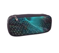 BNVSADC Abstract Polygonal Space Printed Leather Pencil Pen Case & Makeup Bag - Stylish Pencil Bag Stationery Organizer Pouch for School Office Travel