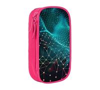 BNVSADC Abstract Polygonal Space Printed Pencil Case for Girls Boys, Large Capacity Pencil Pouch Cute Pencil Box Adult Makeup Bag with 2 Compartments, Pink