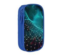 BNVSADC Abstract Polygonal Space Printed Pencil Case for Girls Boys, Large Capacity Pencil Pouch Cute Pencil Box Adult Makeup Bag with 2 Compartments, Blue
