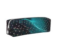 BNVSADC Abstract Polygonal Space Printed Pencil Case Leather Pencil Pouch Cute Stationery Pencil Pen Bag with Zipper for School Office Travel