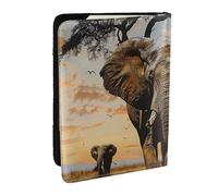 BNVSADC African Elephant Printed Passport Holder Travel PU Leather Passport Cover Case Organiser for Men Women, 6.5 inch
