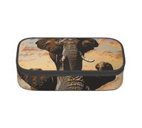 BNVSADC African Elephant Printed Pencil Case Cute Pencil Box Bag Pen Pouch Office School Stationery Organizer for School Travel Work