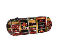 BNVSADC African Ethnic Pattern Printed Leather Pencil Pen Case & Makeup Bag - Stylish Hard Shell Pencil Bag Stationery Organizer Pouch for School Office Travel