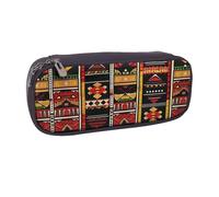 BNVSADC African Ethnic Pattern Printed Leather Pencil Pen Case & Makeup Bag - Stylish Pencil Bag Stationery Organizer Pouch for School Office Travel