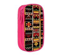 BNVSADC African Ethnic Pattern Printed Pencil Case for Girls Boys, Large Capacity Pencil Pouch Cute Pencil Box Adult Makeup Bag with 2 Compartments, Pink
