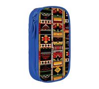 BNVSADC African Ethnic Pattern Printed Pencil Case for Girls Boys, Large Capacity Pencil Pouch Cute Pencil Box Adult Makeup Bag with 2 Compartments, Blue