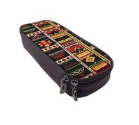 BNVSADC African Ethnic Pattern Printed PU Leather Flip Pencil Case, Cute Pencil Box Pen Bag Stationery Organizer Makeup Bag for School Office Travel