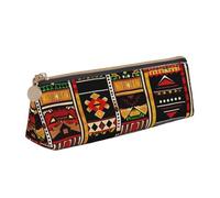 BNVSADC African Ethnic Pattern Printed Triangle Pencil Case Leather Pencil Pouch Cute Stationery Pencil Pen Bag for School Office Travel
