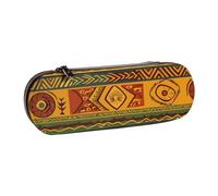 BNVSADC African National Patterns Printed Leather Pencil Pen Case & Makeup Bag - Stylish Hard Shell Pencil Bag Stationery Organizer Pouch for School Office Travel