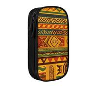 BNVSADC African National Patterns Printed Pencil Case for Girls Boys, Large Capacity Pencil Pouch Cute Pencil Box Adult Makeup Bag with 2 Compartments, Black