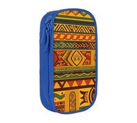 BNVSADC African National Patterns Printed Pencil Case for Girls Boys, Large Capacity Pencil Pouch Cute Pencil Box Adult Makeup Bag with 2 Compartments, Blue
