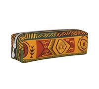 BNVSADC African National Patterns Printed Pencil Case Leather Pencil Pouch Cute Stationery Pencil Pen Bag with Zipper for School Office Travel