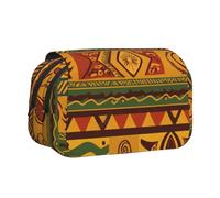 BNVSADC African National Patterns Printed Print Flip Top Double Layer Pencil Case - Large Capacity School Supplies Organizer for Students, Kids, Teens, Artists, Travel & Office Use