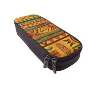 BNVSADC African National Patterns Printed PU Leather Flip Pencil Case, Cute Pencil Box Pen Bag Stationery Organizer Makeup Bag for School Office Travel