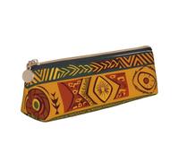 BNVSADC African National Patterns Printed Triangle Pencil Case Leather Pencil Pouch Cute Stationery Pencil Pen Bag for School Office Travel
