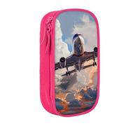 BNVSADC Airplane Art Printed Pencil Case for Girls Boys, Large Capacity Pencil Pouch Cute Pencil Box Adult Makeup Bag with 2 Compartments, Pink