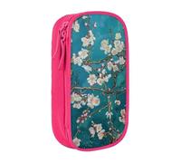 BNVSADC Almond Blossom Printed Pencil Case for Girls Boys, Large Capacity Pencil Pouch Cute Pencil Box Adult Makeup Bag with 2 Compartments, Pink