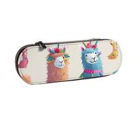 BNVSADC Alpaca Llama Printed Leather Pencil Pen Case & Makeup Bag - Stylish Hard Shell Pencil Bag Stationery Organizer Pouch for School Office Travel