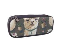 BNVSADC Alpaca Llama Printed Leather Pencil Pen Case & Makeup Bag - Stylish Pencil Bag Stationery Organizer Pouch for School Office Travel