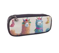 BNVSADC Alpaca Llama Printed Leather Pencil Pen Case & Makeup Bag - Stylish Pencil Bag Stationery Organizer Pouch for School Office Travel