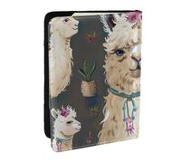 BNVSADC Alpaca Llama Printed Passport Holder Travel PU Leather Passport Cover Case Organiser for Men Women, 6.5 inch