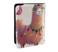BNVSADC Alpaca Llama Printed Passport Holder Travel PU Leather Passport Cover Case Organiser for Men Women, 6.5 inch